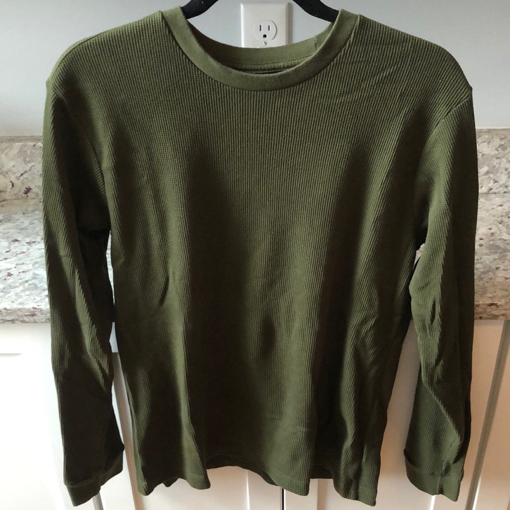 GAP Men's Long Sleeve Waffle Crewneck Long Sleeve T-Shirt